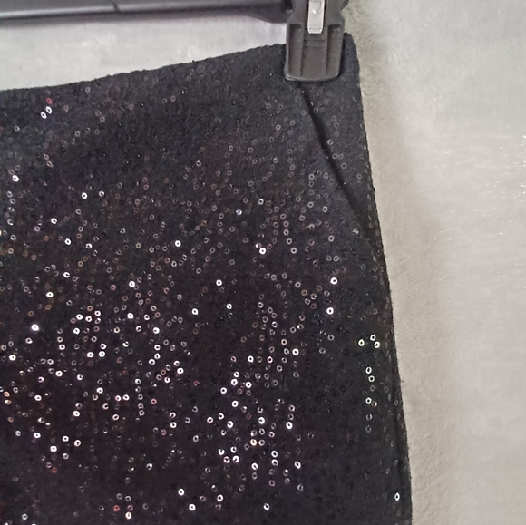 Ann Taylor Black Sequin Sparkles Wool Blend Straight Mini Skirt Size 0 Lined. - Picture 6 of 14